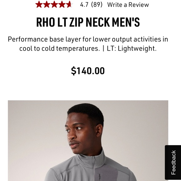 Arc’teryx RHO LT ZIP NECK MEN'S XL NWOT - Picture 2 of 8